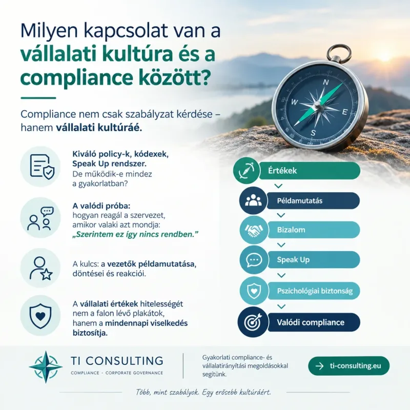 Compliance vállalati kultúra értékek bizalom Tone from the Top Speak Up